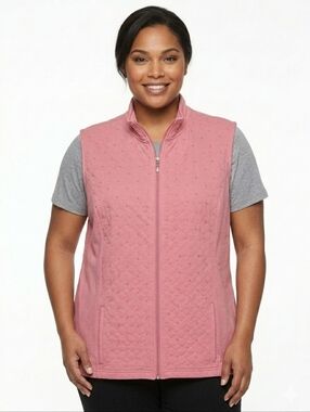 NWT Alfred Dunner Studded Quilted Zip Up Vest